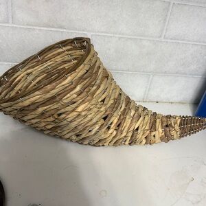 Vintage Woven Cornucopia Basket - Brown and Tan